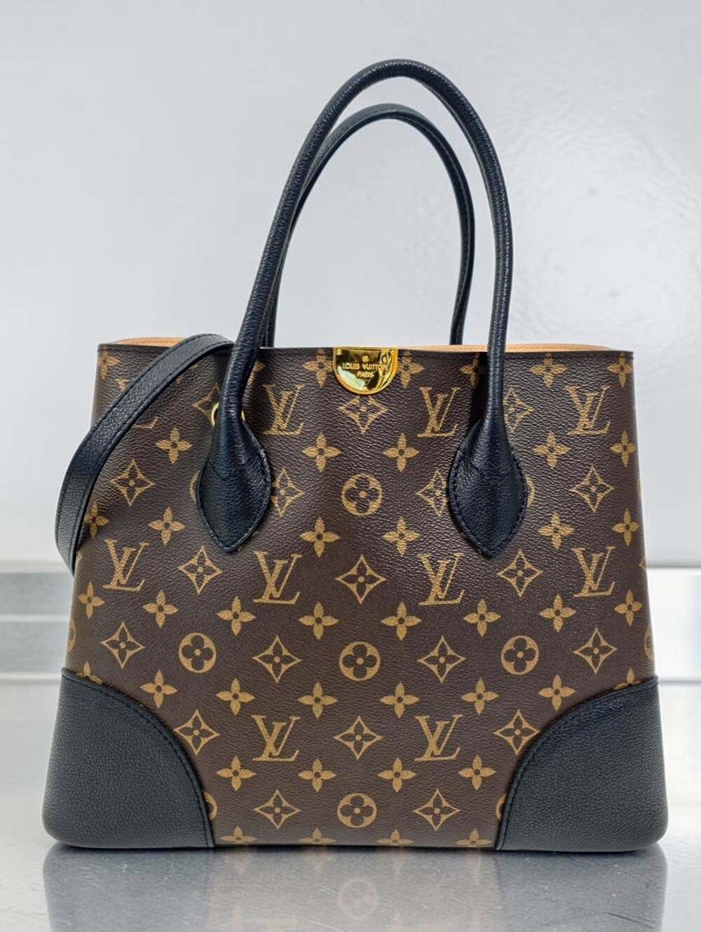 Louis Vuitton Flandrin Monogram Tote Shoulder Bag Black Noir Leather